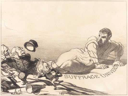 Une Panique de Lilliputiens... by Honoré Daumier (French, 1808 - 1879), 16X12"(A3)Poster Print