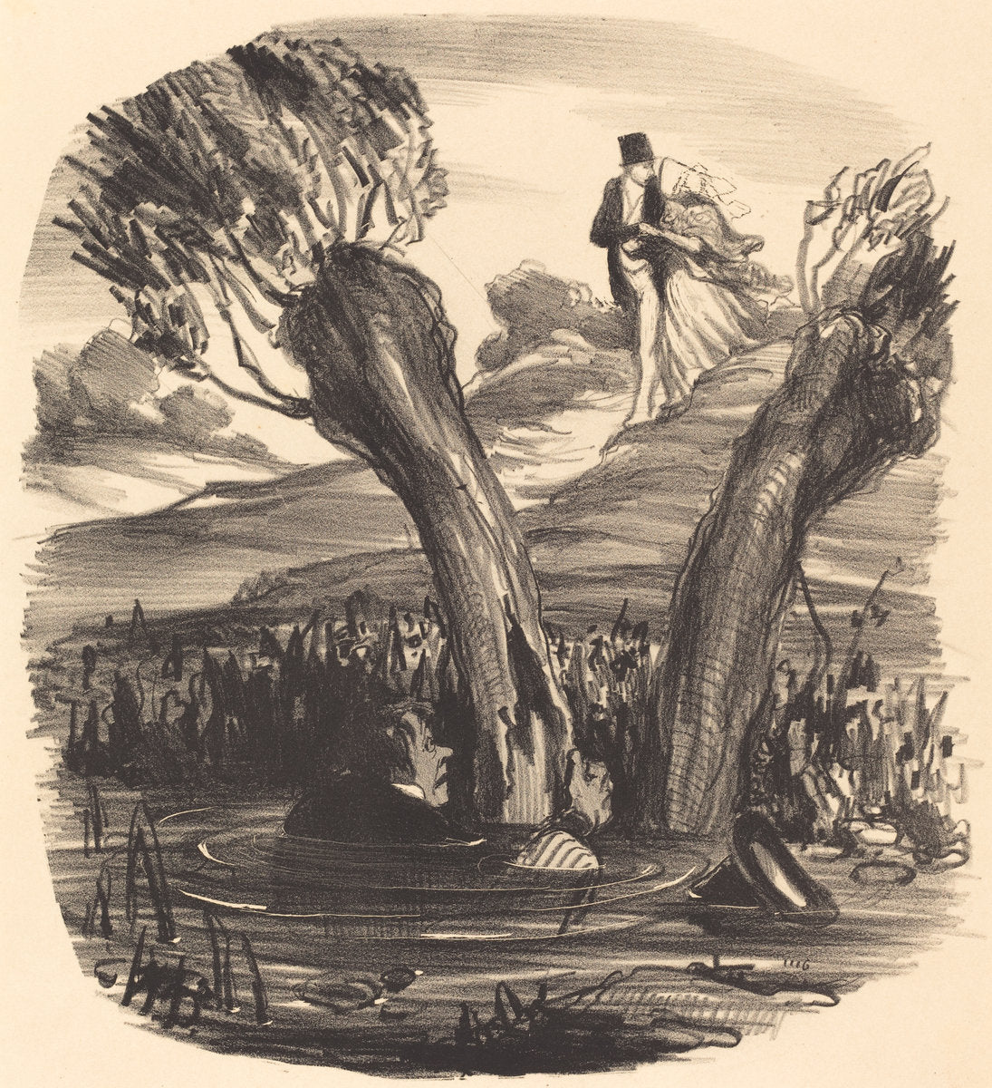 Un Mari brûlé du feu de la jalousie by Honoré Daumier (French, 1808 - 1879), 16X12"(A3)Poster Print