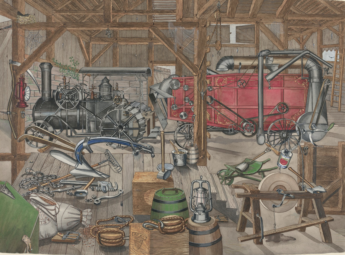 Barn Gangway by Perkins Harnly (American, 1901 - 1986), 16X12"(A3)Poster Print
