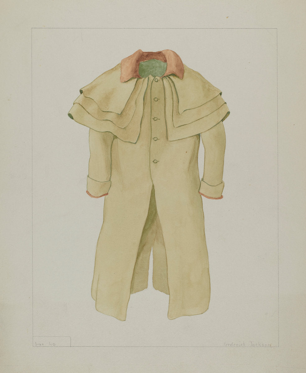 Man's Great Coat by Frederick Jackson (American, active c. 1935), 16X12"(A3)Poster Print