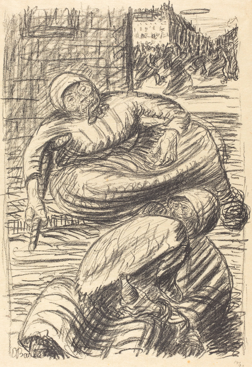 Street in Warsaw by Ernst Barlach (German, 1870 - 1938), 16X12"(A3)Poster Print