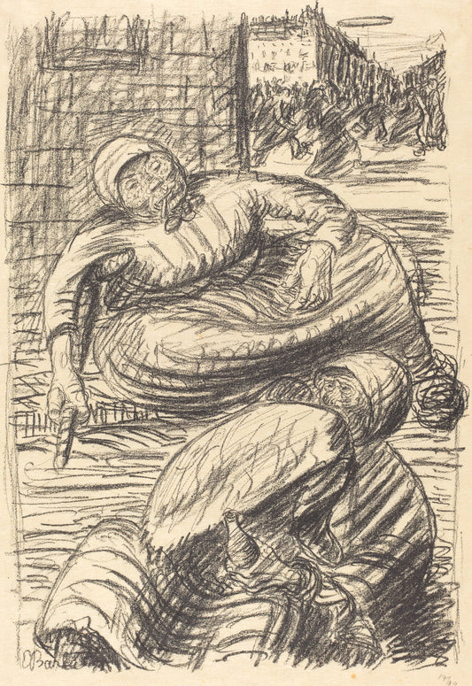 Street in Warsaw by Ernst Barlach (German, 1870 - 1938), 16X12"(A3)Poster Print