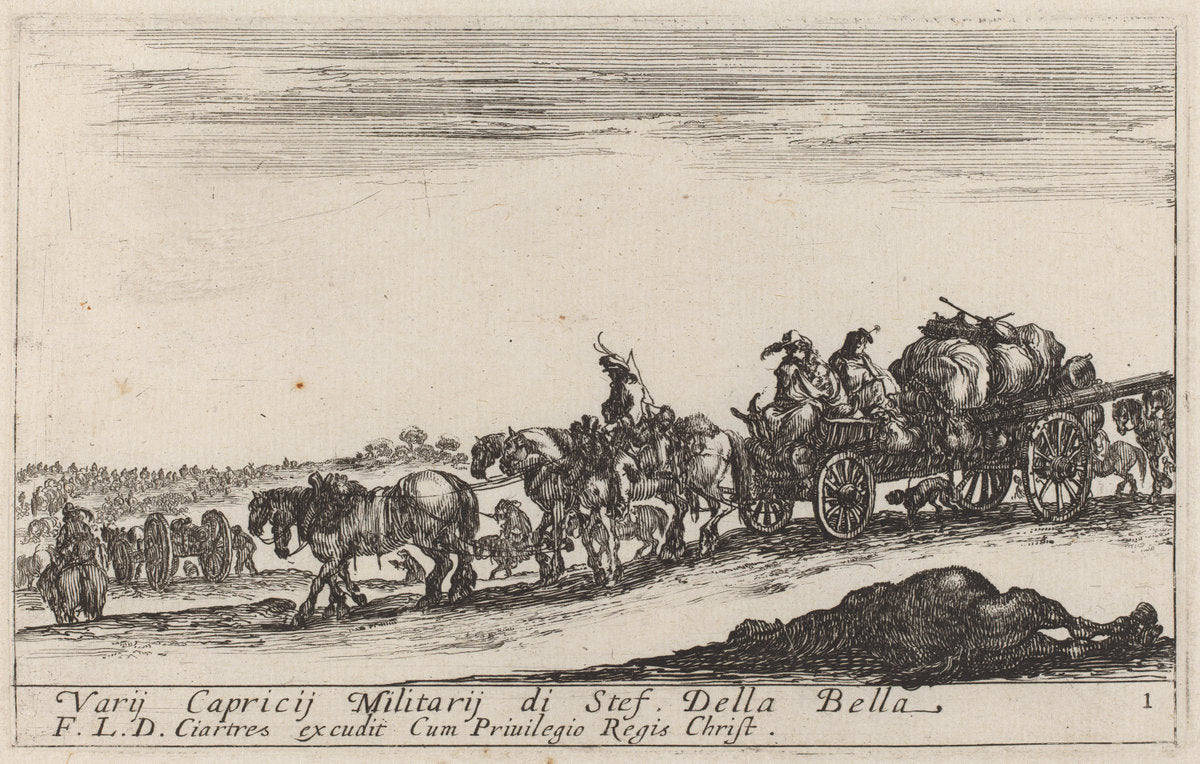Baggage Train by Stefano Della Bella (Italian, 1610 - 1664), 16X12"(A3)Poster Print