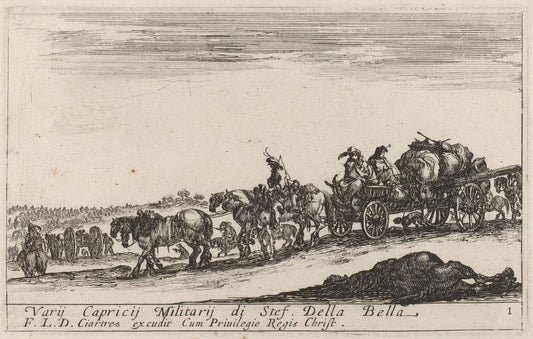 Baggage Train by Stefano Della Bella (Italian, 1610 - 1664), 16X12"(A3)Poster Print