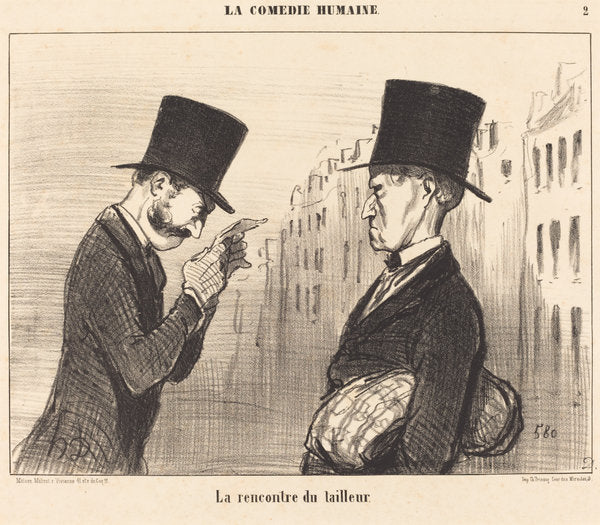 La Rencontre du tailleur by Honoré Daumier (French, 1808 - 1879), 16X12"(A3)Poster Print