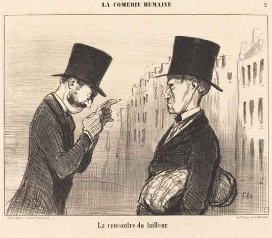 La Rencontre du tailleur by Honoré Daumier (French, 1808 - 1879), 16X12"(A3)Poster Print