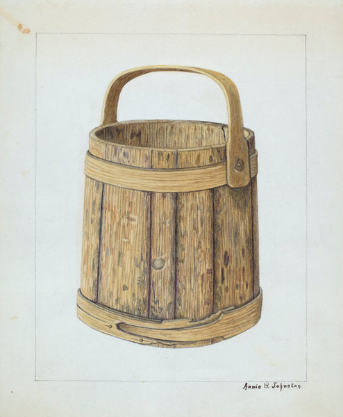 Wooden Sugar Bucket by Annie B. Johnston (American, active c. 1935), 16X12"(A3)Poster Print