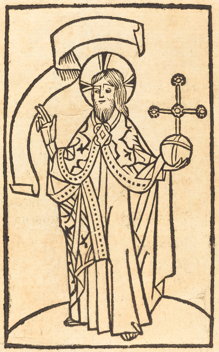 c. 1475 by German 15th Century (Christ as Salvator Mundi), 16X12"(A3)Poster Print