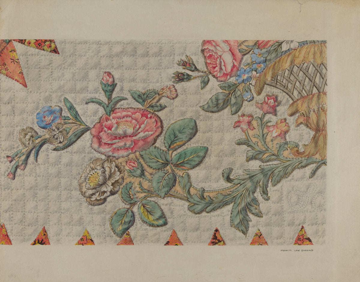 Quilt (Bed Coverlet) by Francis Law Durand (American, active c. 1935), 16X12"(A3)Poster Print