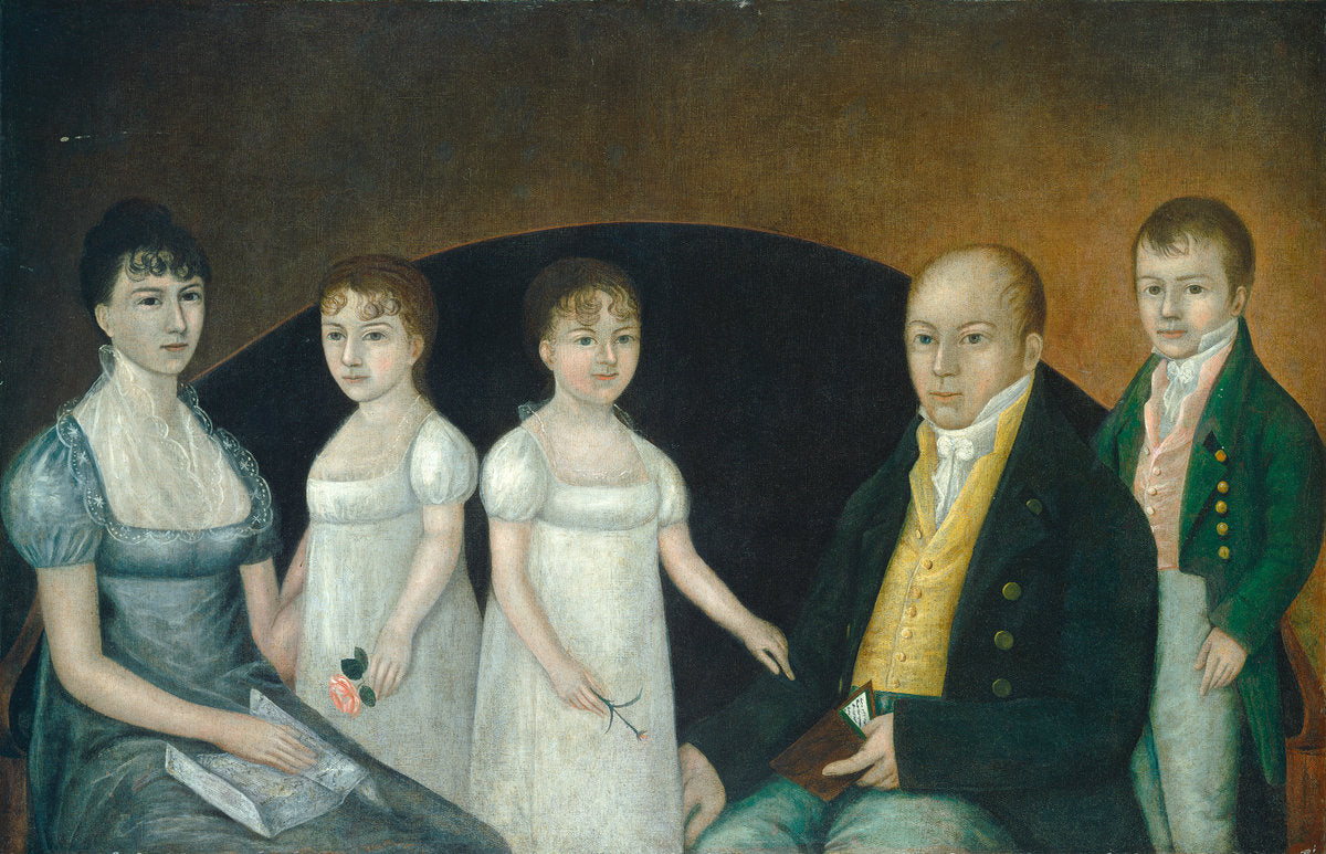 Family Group by Joshua Johnson (American, born c. 1763, active 1796 - 1824), 16X12"(A3)Poster Print