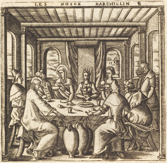 The Wedding at Cana (Christ Changes Water to Wine) by Léonard Gaultier (French, 1561 - 1641), 16X12"(A3)Poster Print