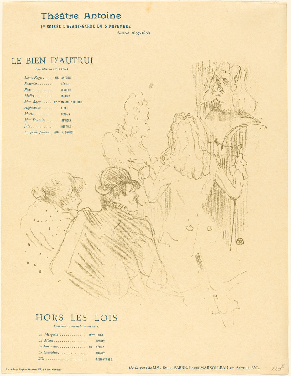 Homage to Moliere (Hommage à Molière) by Henri de Toulouse-Lautrec (French, 1864 - 1901), 16X12"(A3)Poster Print