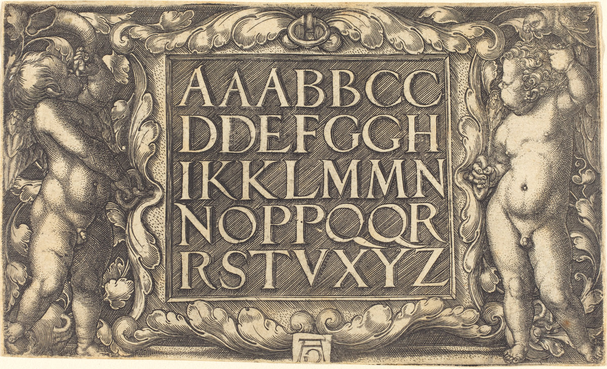 Alphabet by Heinrich Aldegrever (German, 1502 - 1555/1561), 16X12"(A3)Poster Print