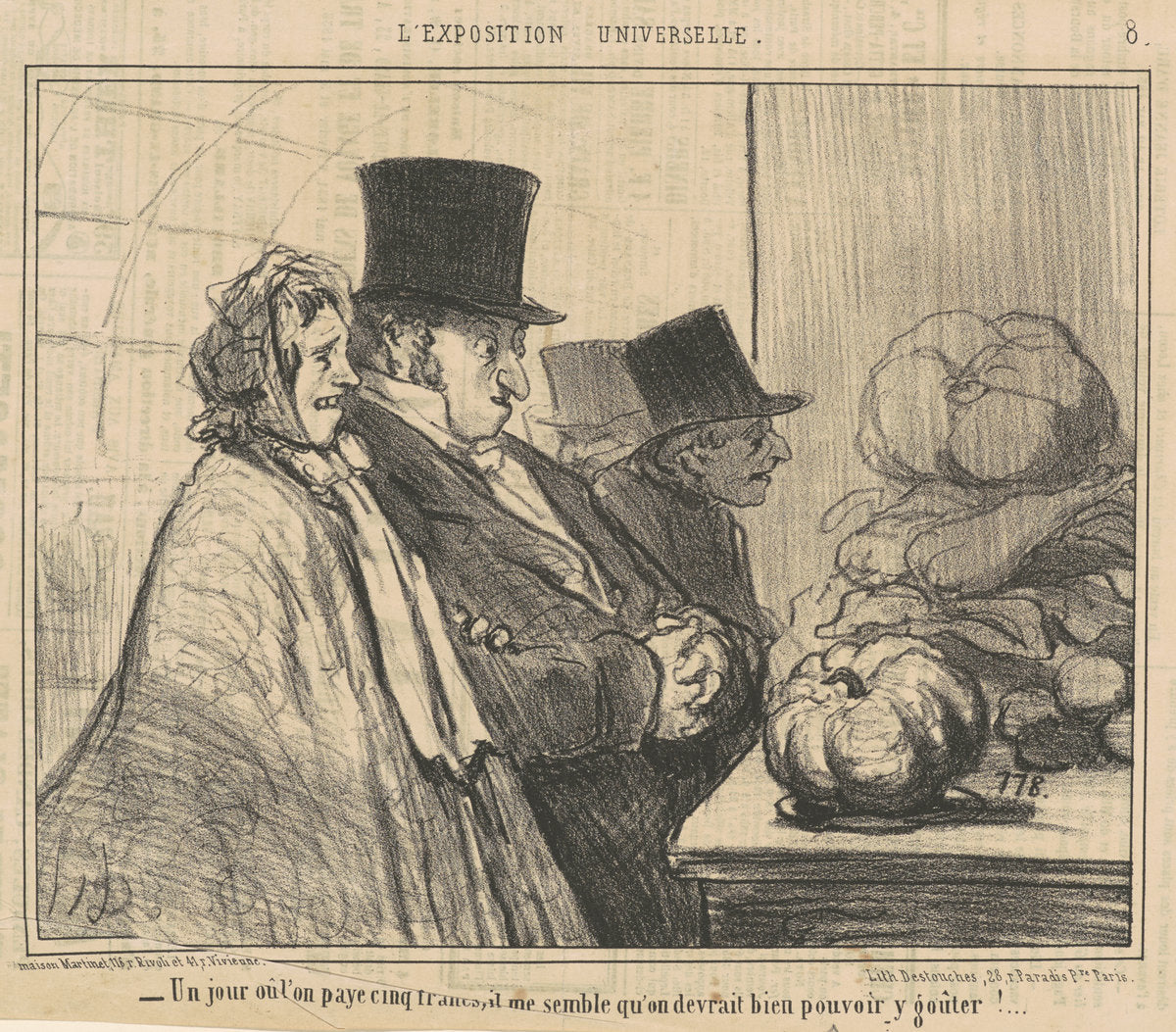 Un jour ou l'on paye cinq francs by Honoré Daumier (French, 1808 - 1879), 16X12"(A3)Poster Print