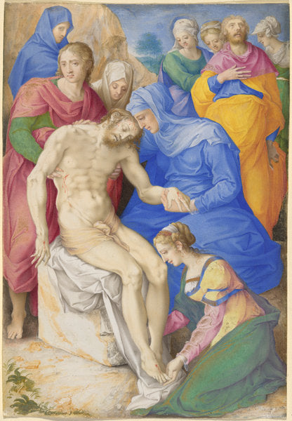 The Lamentation by Giulio Clovio (Croatian, 1498 - 1578), 16X12"(A3)Poster Print