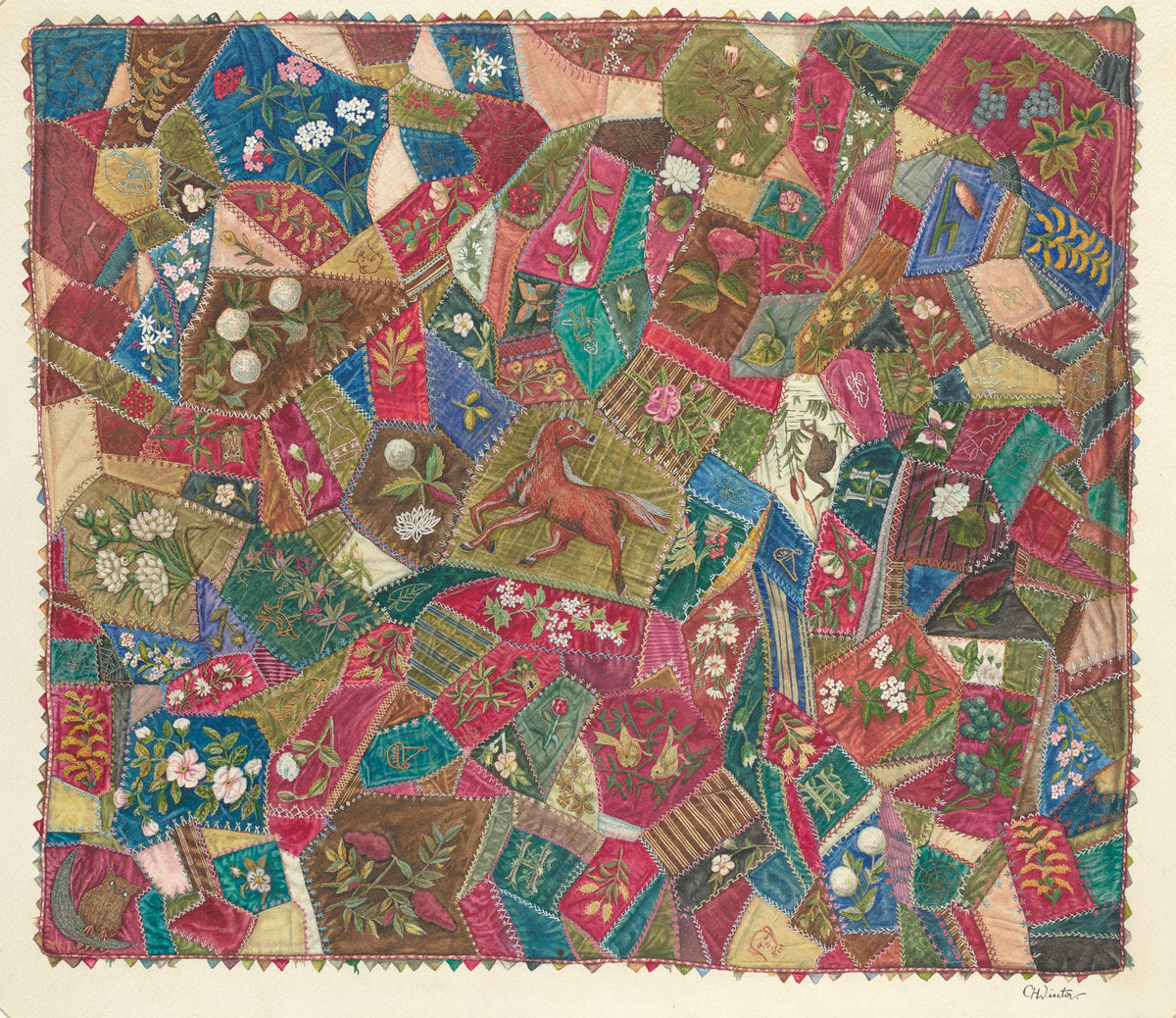 Crazy Quilt by Charlotte Winter (American, active c. 1935), 16X12"(A3)Poster Print
