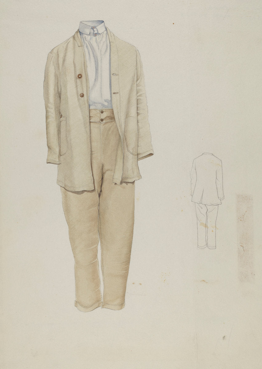 Shaker Man's Costume by Helen E. Gilman (American, born 1913), 16X12"(A3)Poster Print
