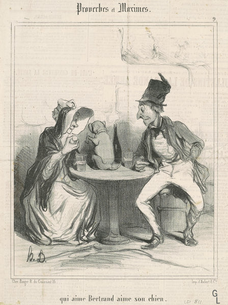 Qui aime Bertrand aime son chien by Honoré Daumier (French, 1808 - 1879), 16X12"(A3)Poster Print
