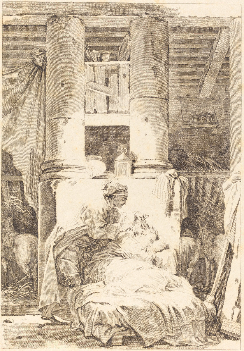 etching by after Jean-Honoré Fragonard (Le muletier), 16X12"(A3)Poster Print