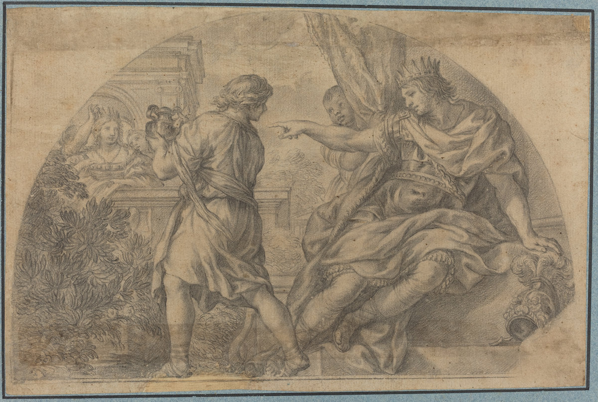 black chalk by after Pietro da Cortona (Masinissa and Sophonisba), 16X12"(A3)Poster Print