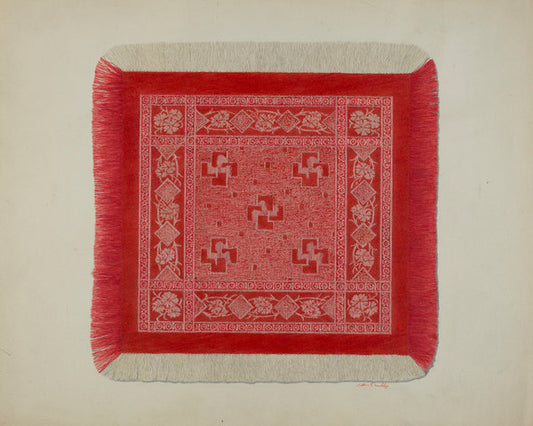 Red and White Napkin by Arthur G. Merkley (American, active c. 1935), 16X12"(A3)Poster Print