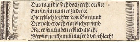 Printed text for "The Betrothal of Maximilian with Mary of Burgundy" by Albrecht Dürer (German, 1471 - 1528), 16X12"(A3)Poster Print