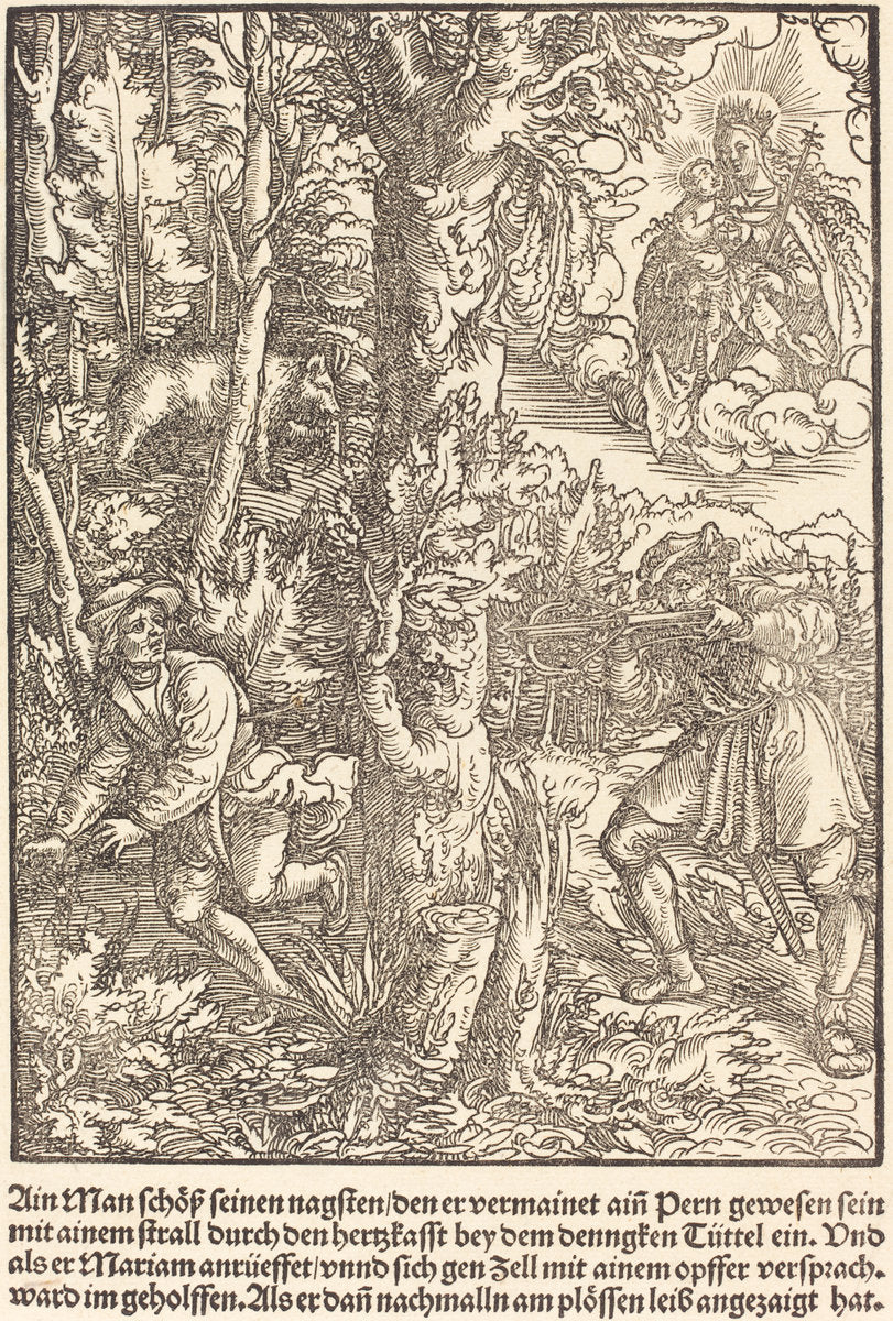Ain Man Schoss seinen nagsten ... by Master of the Miracles of Mariazell (German, active early 16th century), 16X12"(A3)Poster Print