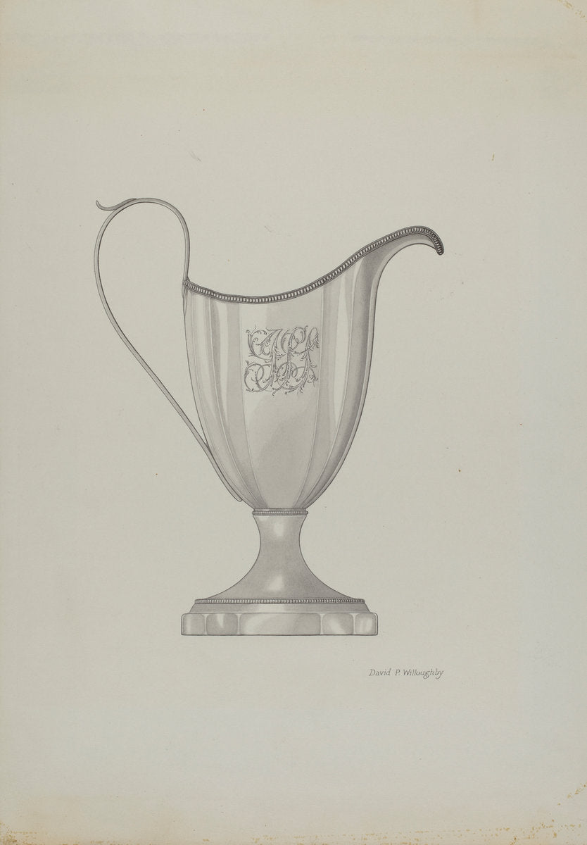 Monogrammed Silver Cream Pitcher by David P Willoughby (American, active c. 1935), 16X12"(A3)Poster Print