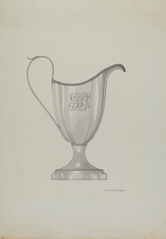 Monogrammed Silver Cream Pitcher by David P Willoughby (American, active c. 1935), 16X12"(A3)Poster Print