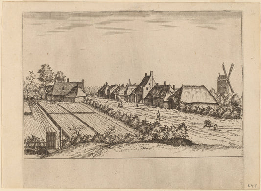 Fields and a Village Road with Post Mill by Johannes van Doetechum, the Elder and Lucas van Doetechum after Master of the Small Landscapes (Dutch, died 1605), 16X12"(A3)Poster Print