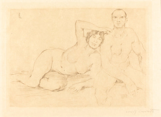 Two Nudes (Zwei Menschen) by Lovis Corinth (German, 1858 - 1925), 16X12"(A3)Poster Print
