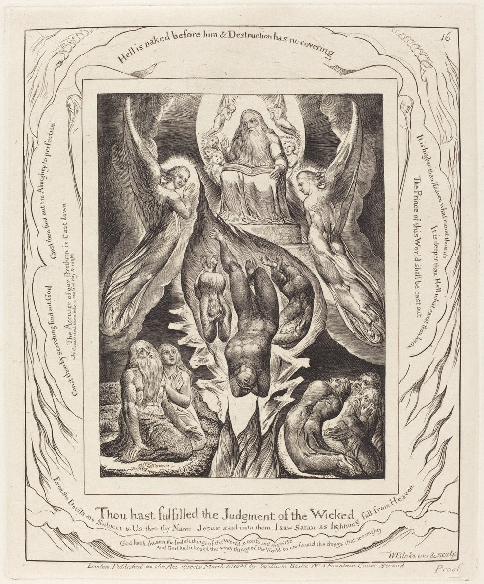 The Fall of Satan by William Blake (British, 1757 - 1827), 16X12"(A3)Poster Print