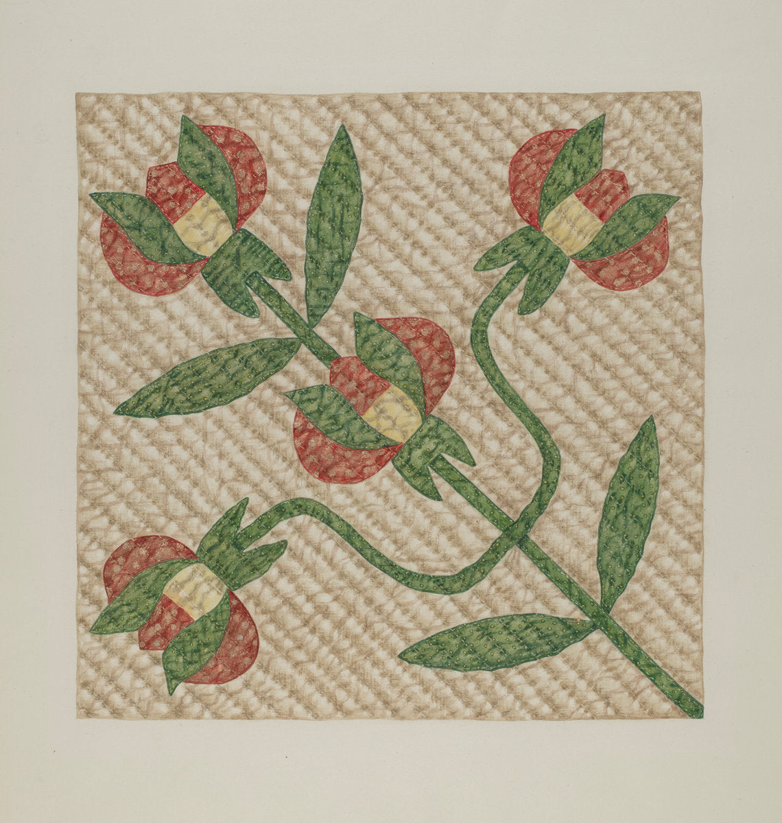 Tulip Pattern Quilt by Fred Hassebrock (American, active c. 1935), 16X12"(A3)Poster Print