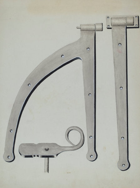 Shutter Hinge and Fastener by James M. Lawson (American, active c. 1935), 16X12"(A3)Poster Print