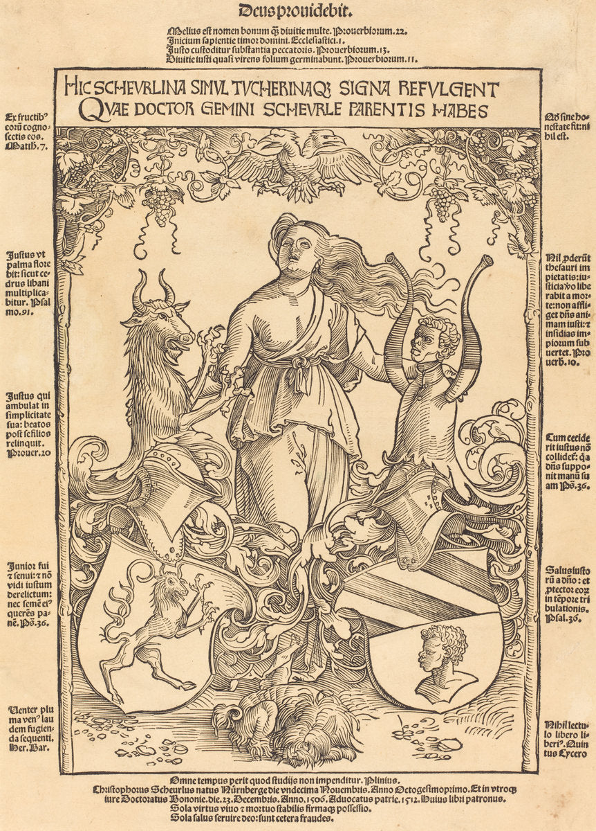 Coat of Arms of Scheurl and Tucher Families by Wolf Traut (German, c. 1486 - 1520), 16X12"(A3)Poster Print
