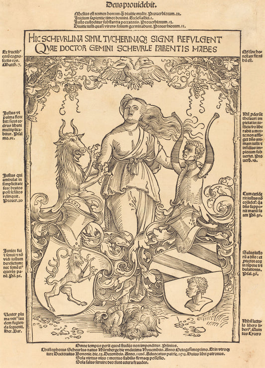 Coat of Arms of Scheurl and Tucher Families by Wolf Traut (German, c. 1486 - 1520), 16X12"(A3)Poster Print