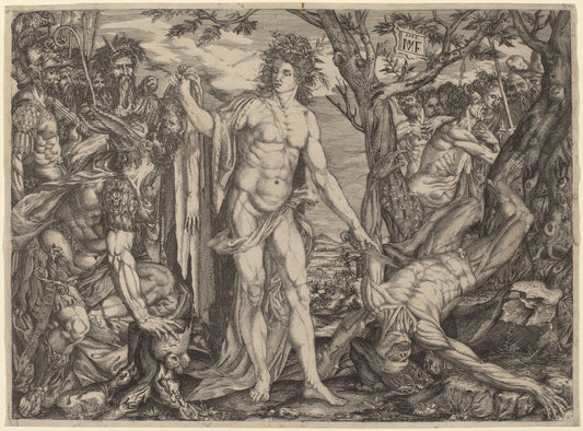 Apollo and Marsyas by Master MF (Italian, active 1536), 16X12"(A3)Poster Print