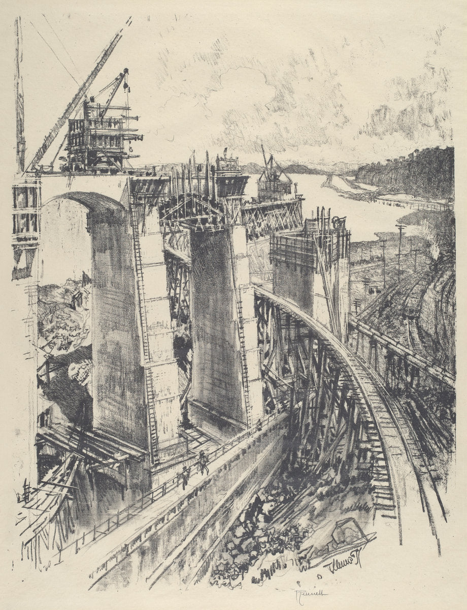 The Approach to Gatun Lock by Joseph Pennell (American, 1857 - 1926), 16X12"(A3)Poster Print