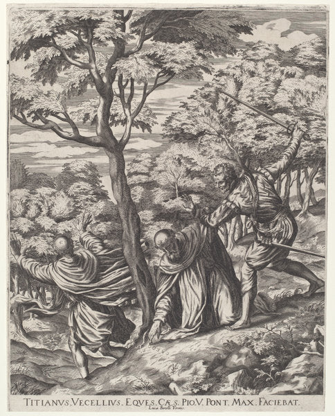 The Martyrdom of Saint Peter by Cornelis Cort, after Titian (Netherlandish, 1533 - 1578), 16X12"(A3)Poster Print