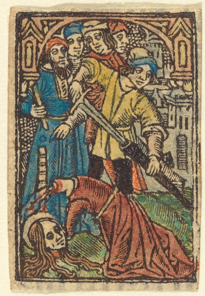 woodcut, hand-colored by French 15th Century (Beheading of Saint Catherine (?)), 16X12"(A3)Poster Print