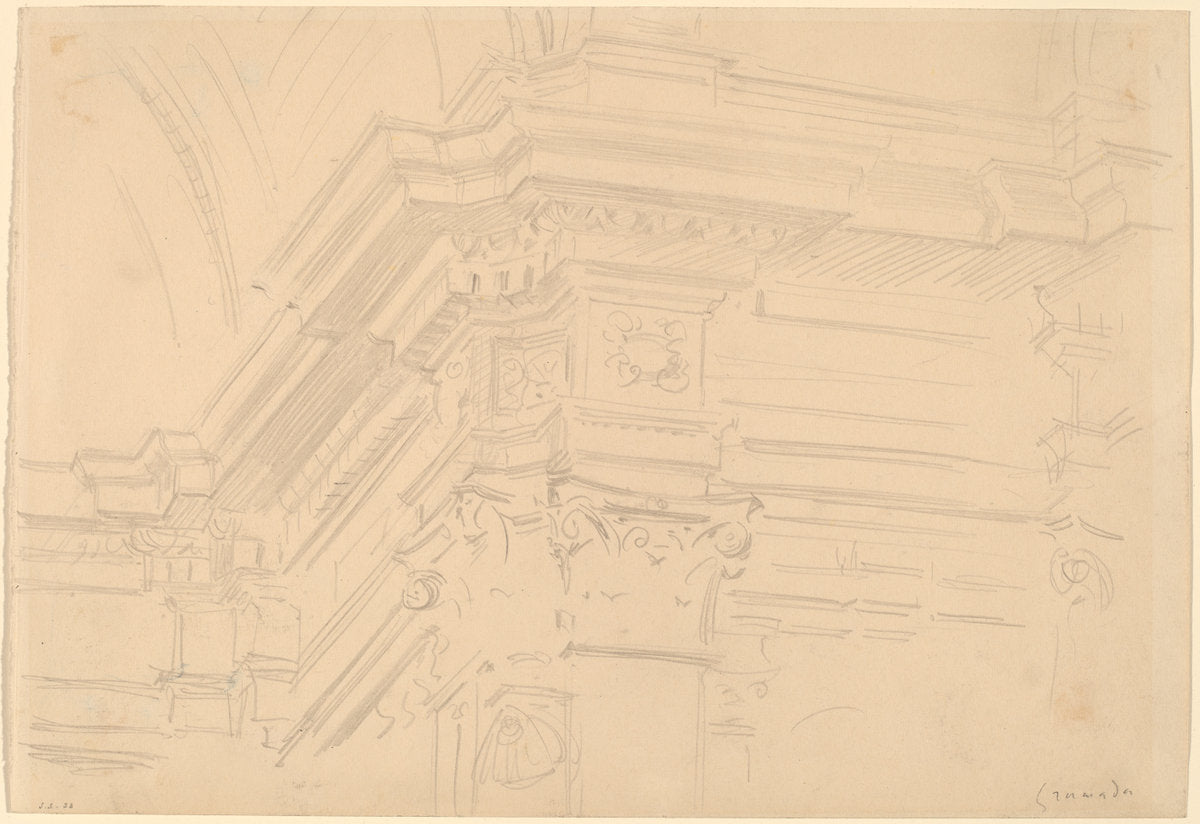 Capilla Real Entablature, Granada by John Singer Sargent (American, 1856 - 1925), 16X12"(A3)Poster Print