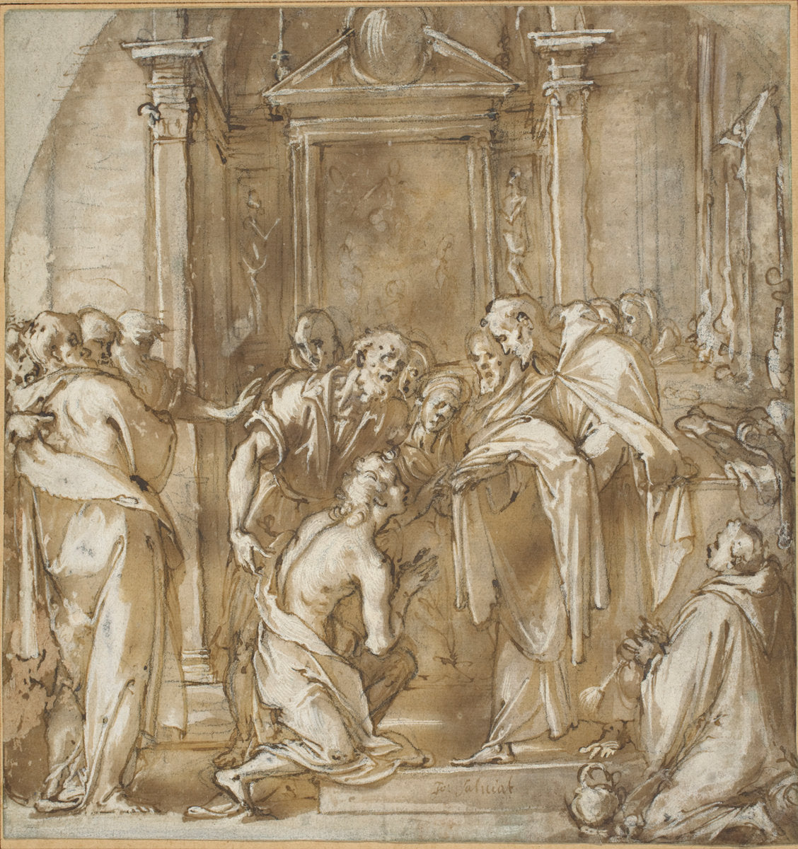 Saint Vincent Ferrer Taking His Vestments by il Cigoli (Italian, 1559 - 1613), 16X12"(A3)Poster Print
