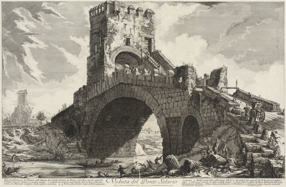 Veduta del Ponte Salario by Giovanni Battista Piranesi (Venetian, 1720 - 1778), 16X12"(A3)Poster Print