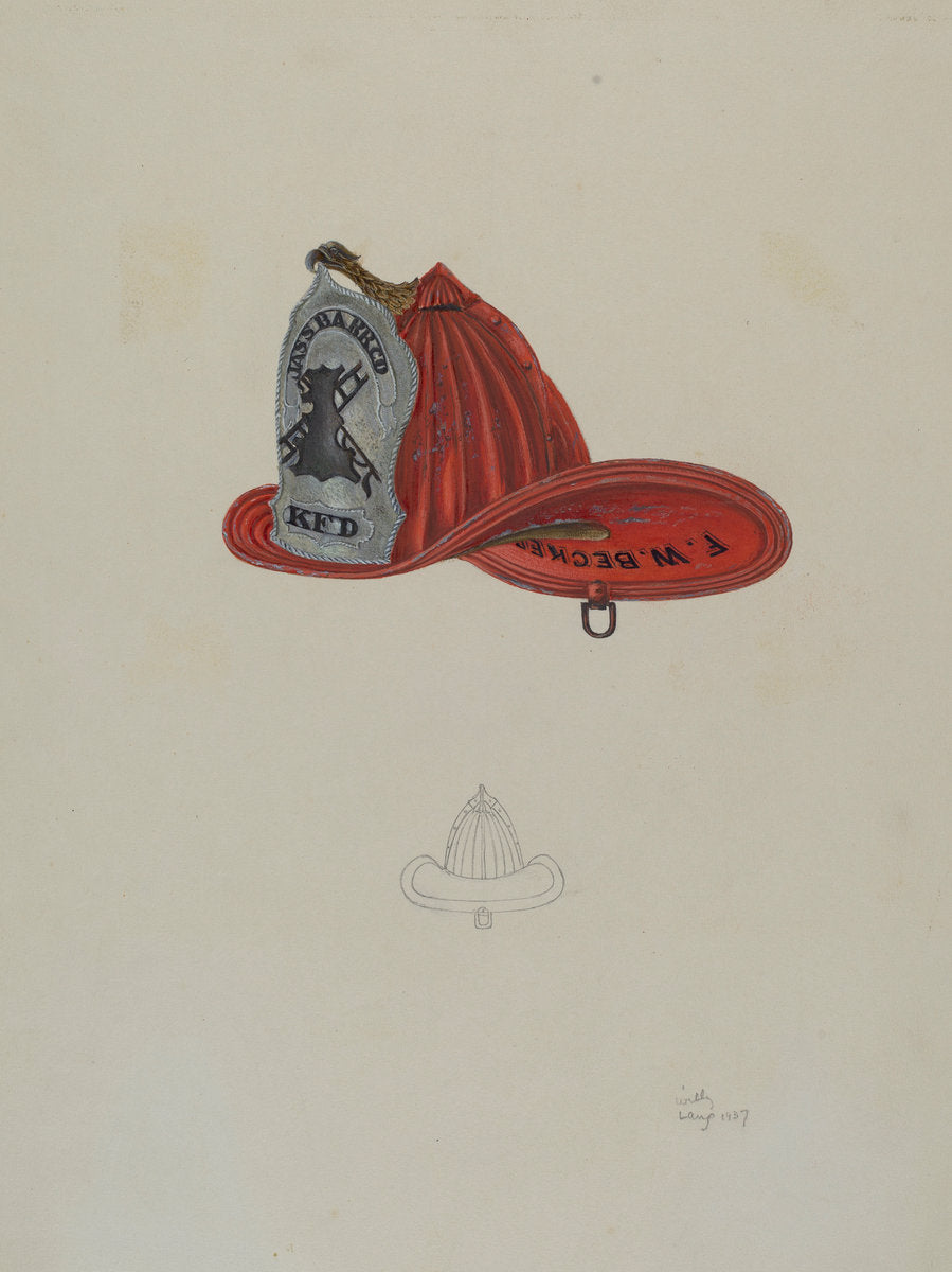 Fireman's Hat by William Lang (American, active c. 1935), 16X12"(A3)Poster Print