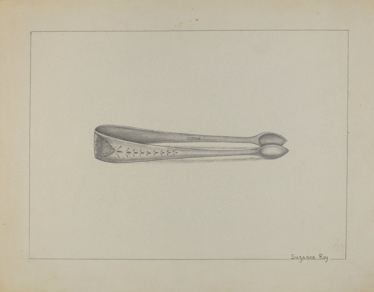 Silver Sugar Tongs by Suzanne Roy (American, active c. 1935), 16X12"(A3)Poster Print