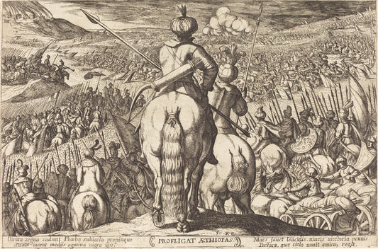 Defeat of the Ethiopians by Antonio Tempesta (Florentine, 1555 - 1630), 16X12"(A3)Poster Print