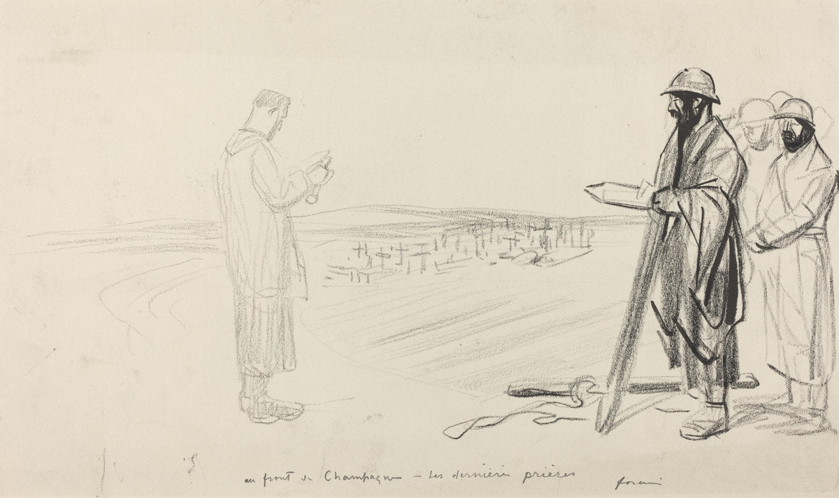Au front de Champagne - Les dernieres prieres by Jean-Louis Forain (French, 1852 - 1931), 16X12"(A3)Poster Print
