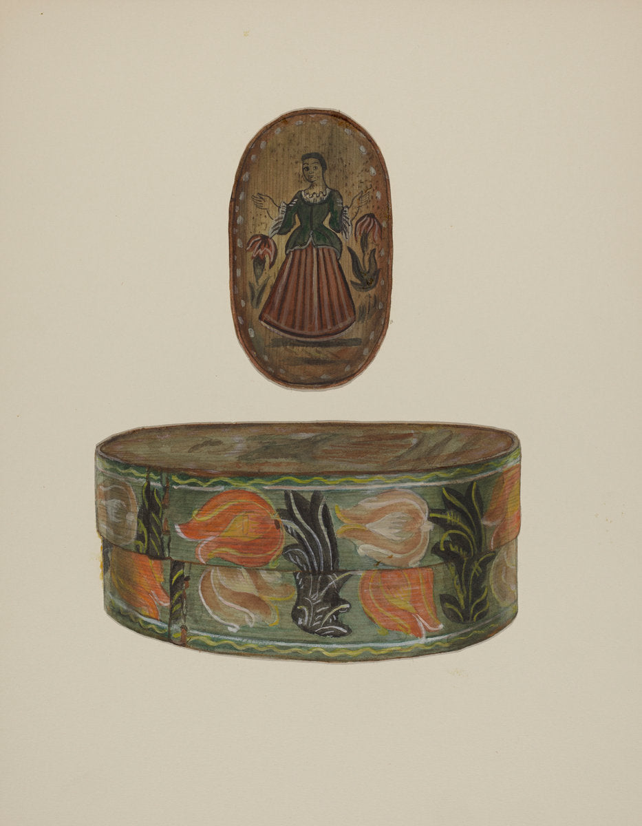 Pa. German Bride's Box by Jessica Price (American, active c. 1935), 16X12"(A3)Poster Print
