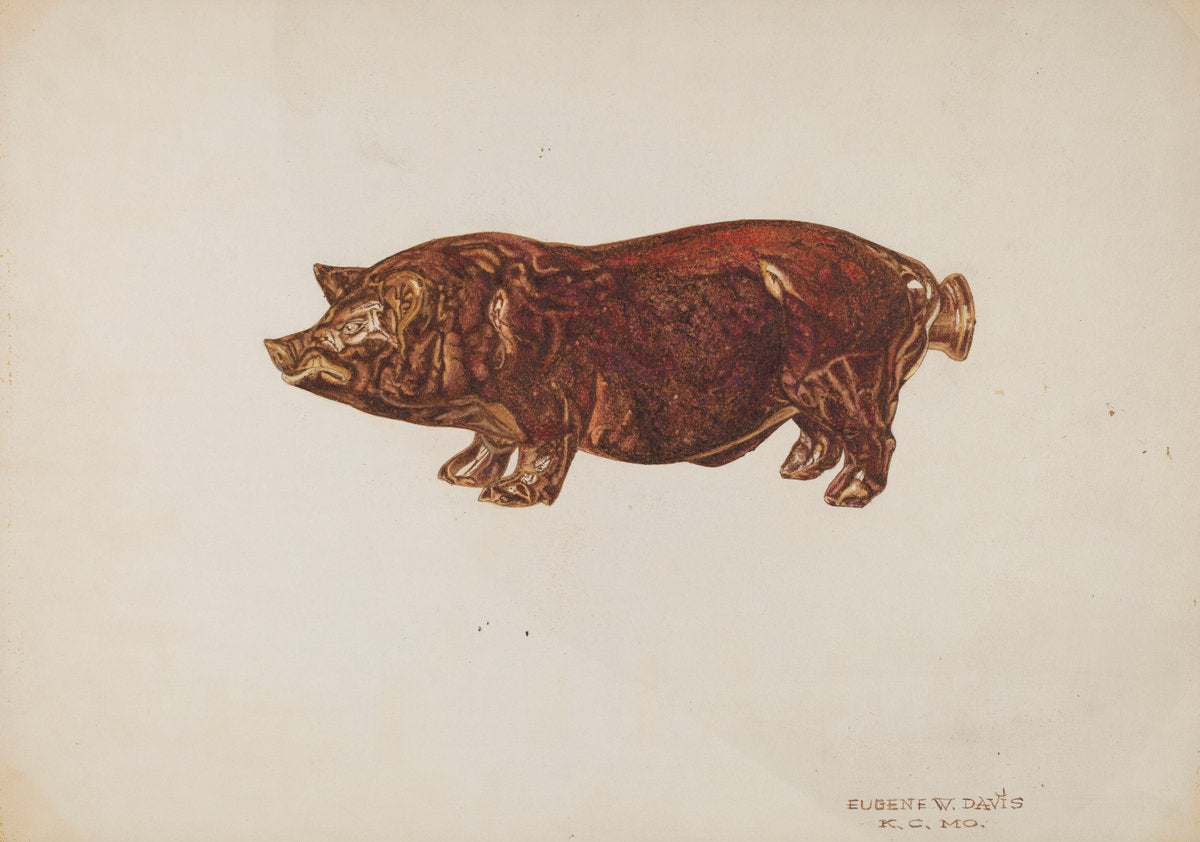 Pottery Pig Bottle by Eugene W. Davis (American, active c. 1935), 16X12"(A3)Poster Print