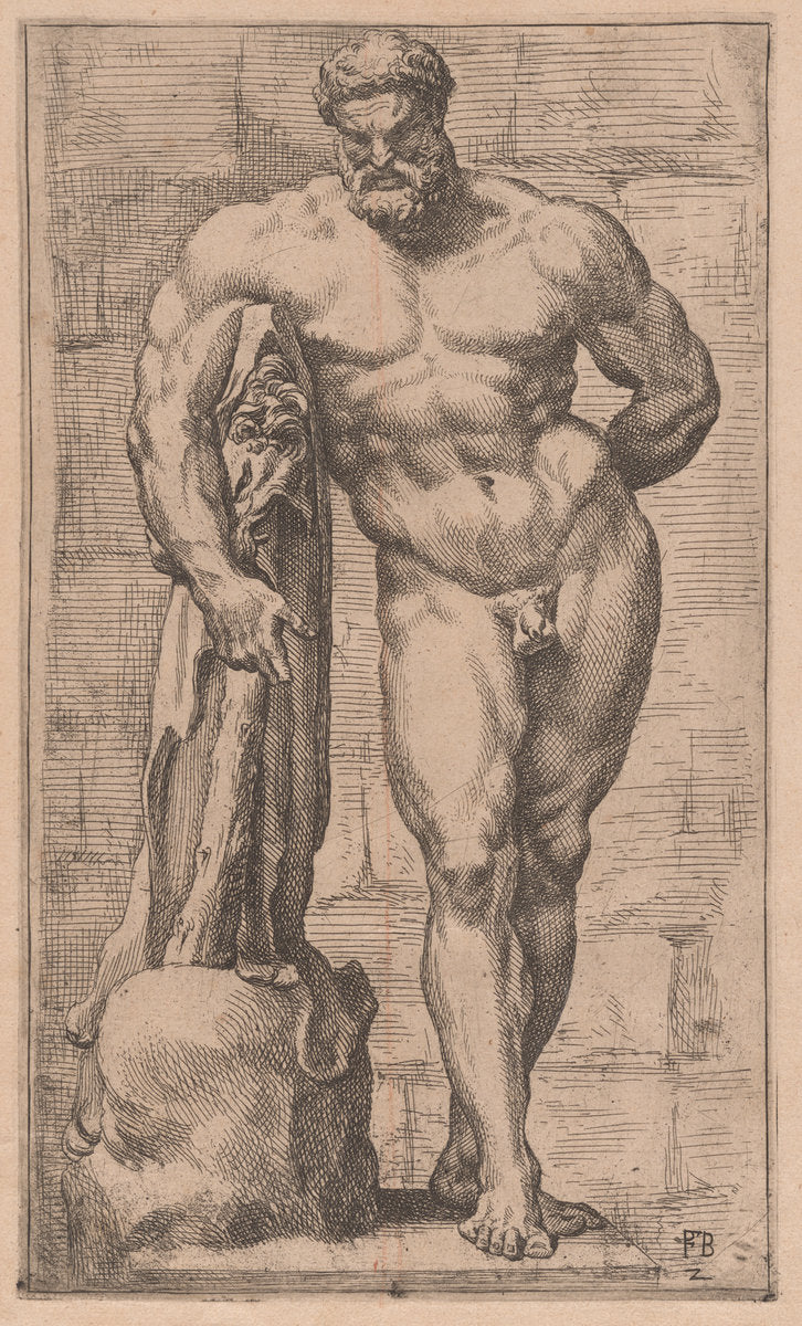 The Farnese Hercules, front view [plate 2] by François Perrier (French, 1594 - 1649), 16X12"(A3)Poster Print